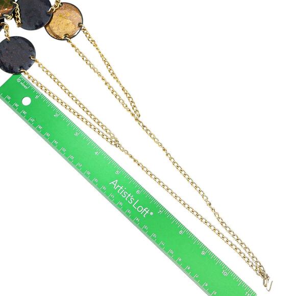 Artisan Brutalist Boho Coin Belt Sculptural Enamel 28-40” Greco Roman Influence - Picture 11 of 13